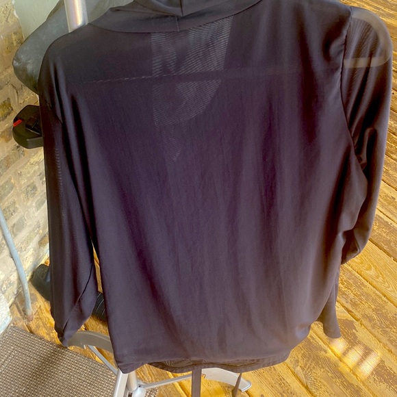 Elegant blk women’s shirt mixed material - Picture 3 of 6